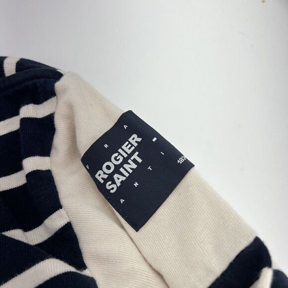 Zara Rogier de Saint Pierre Striped Top in Navy & Cream Size Small - Picture 2 of 4